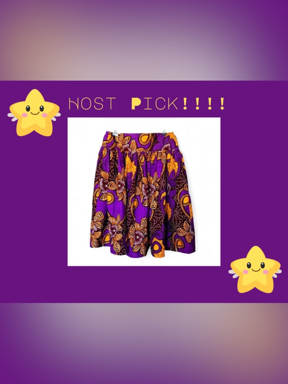Ankara print skirt (NWOT). Orange and purple floral print. host pick!!!